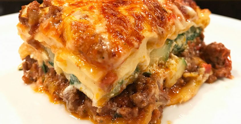 Lasagne met courgette, spinazie en pangafilet