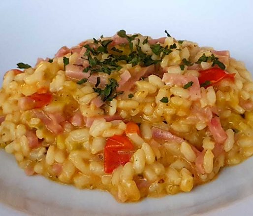 Risotto met ham en prei