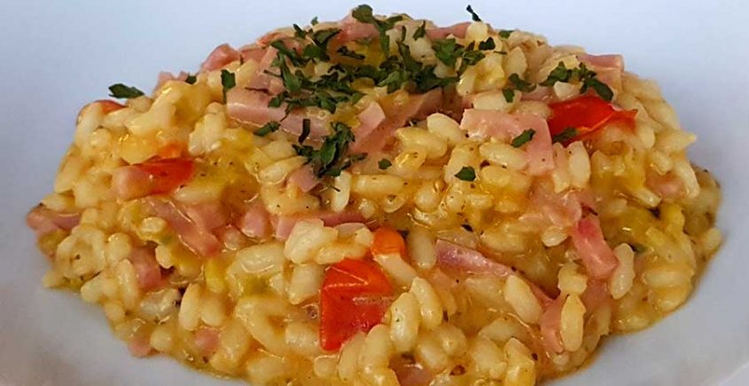 Risotto met ham en prei