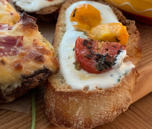 Crostini-ricotta en tomaat