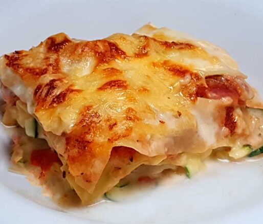 Lasagne met courgette, spinazie en pangafilet